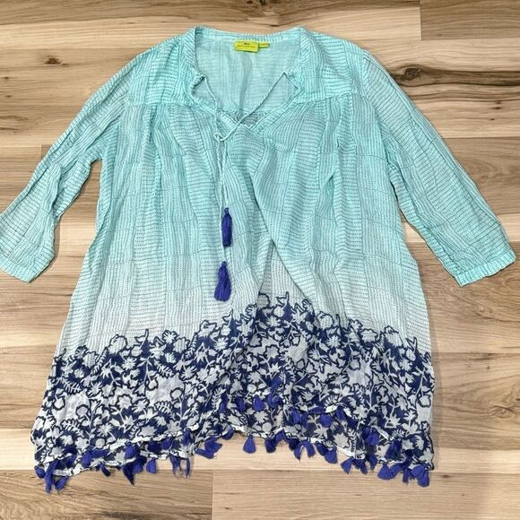 Roberta Roller Rabbit Teal Tunic Dress Tassles Lightweight Women’s Small - Picture 1 of 3